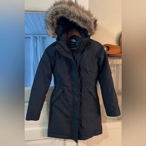The North Face Navy Blue HyVent Parka with Fur Hood